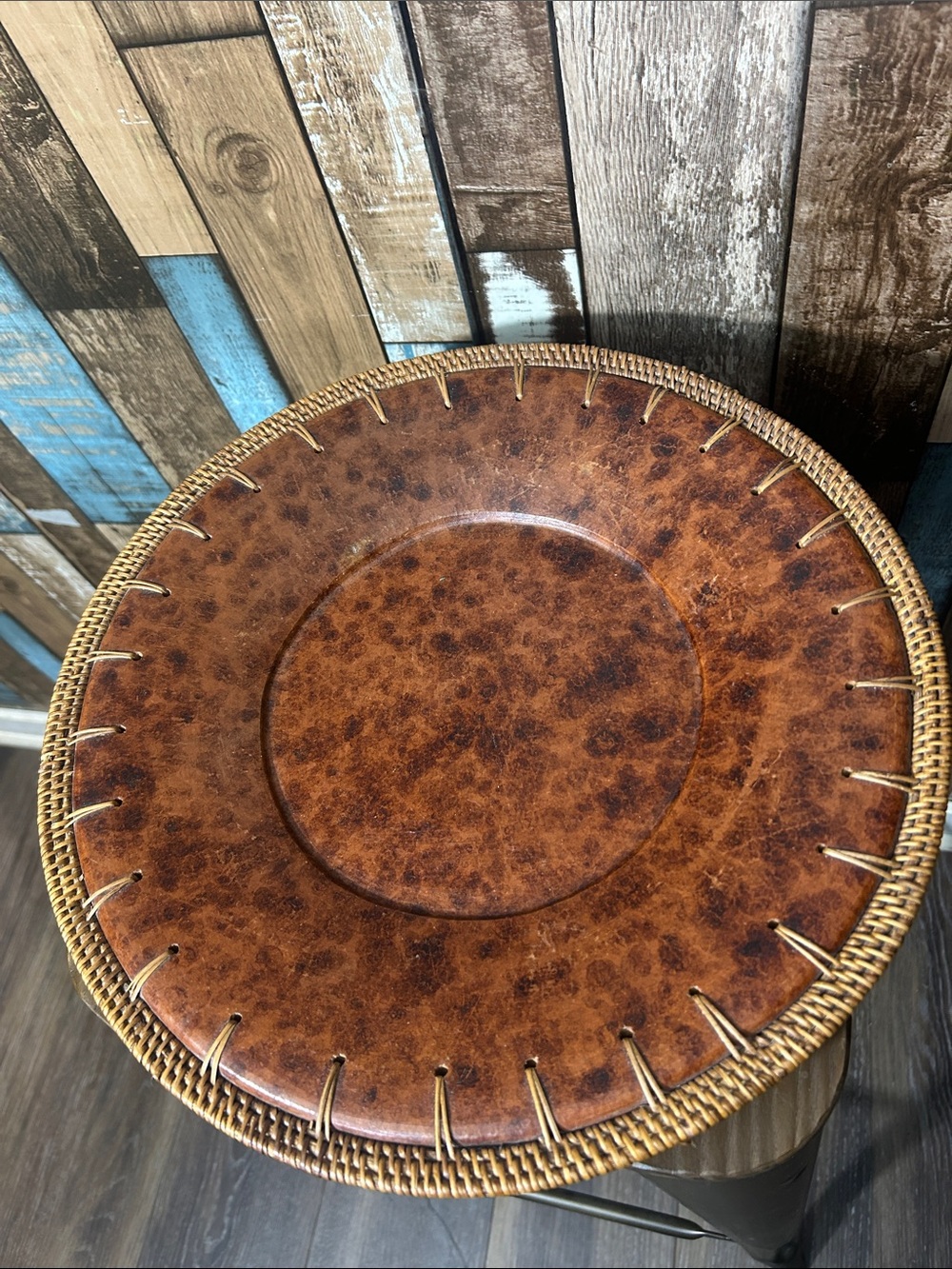Brown Woven-Trim Decorative Charger Plate